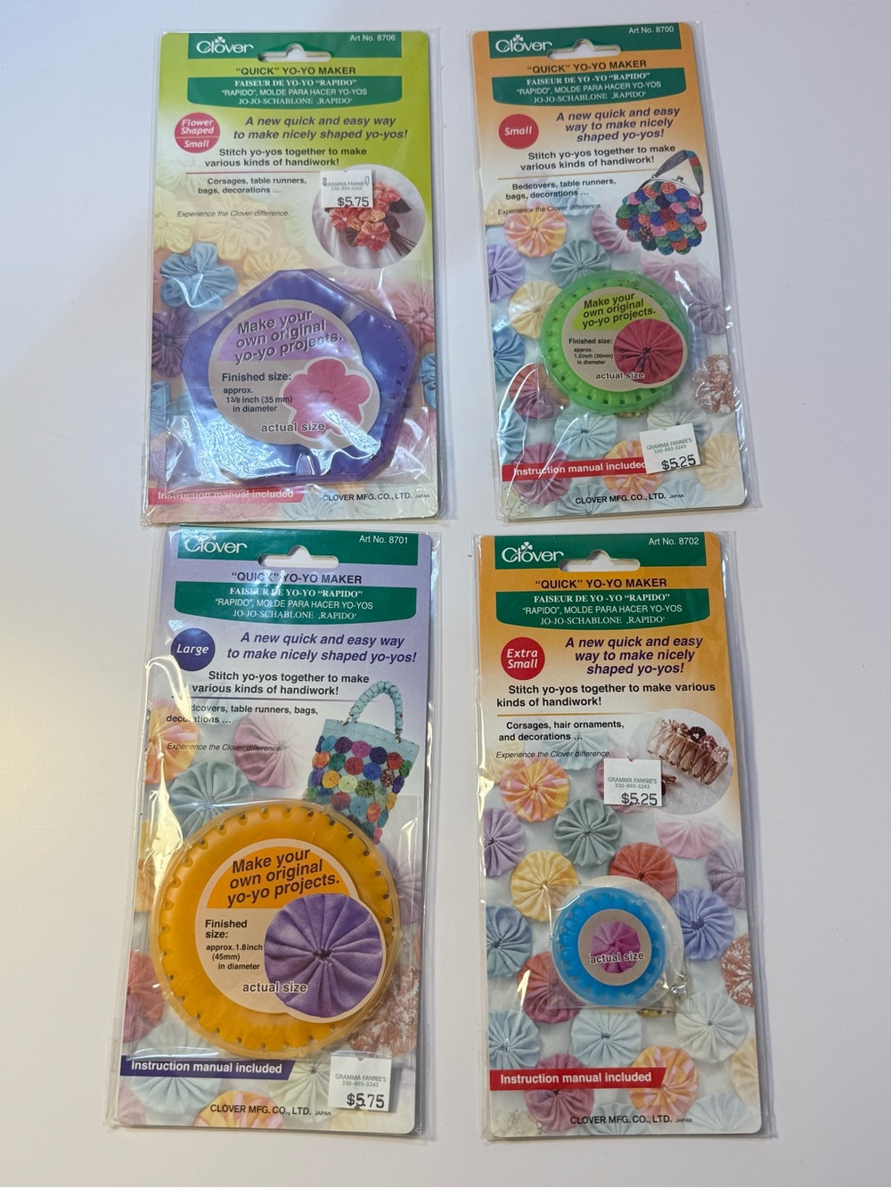4 Clover “Quick Yo-Yo makers” small flower shape and xsmall,small&large circle
